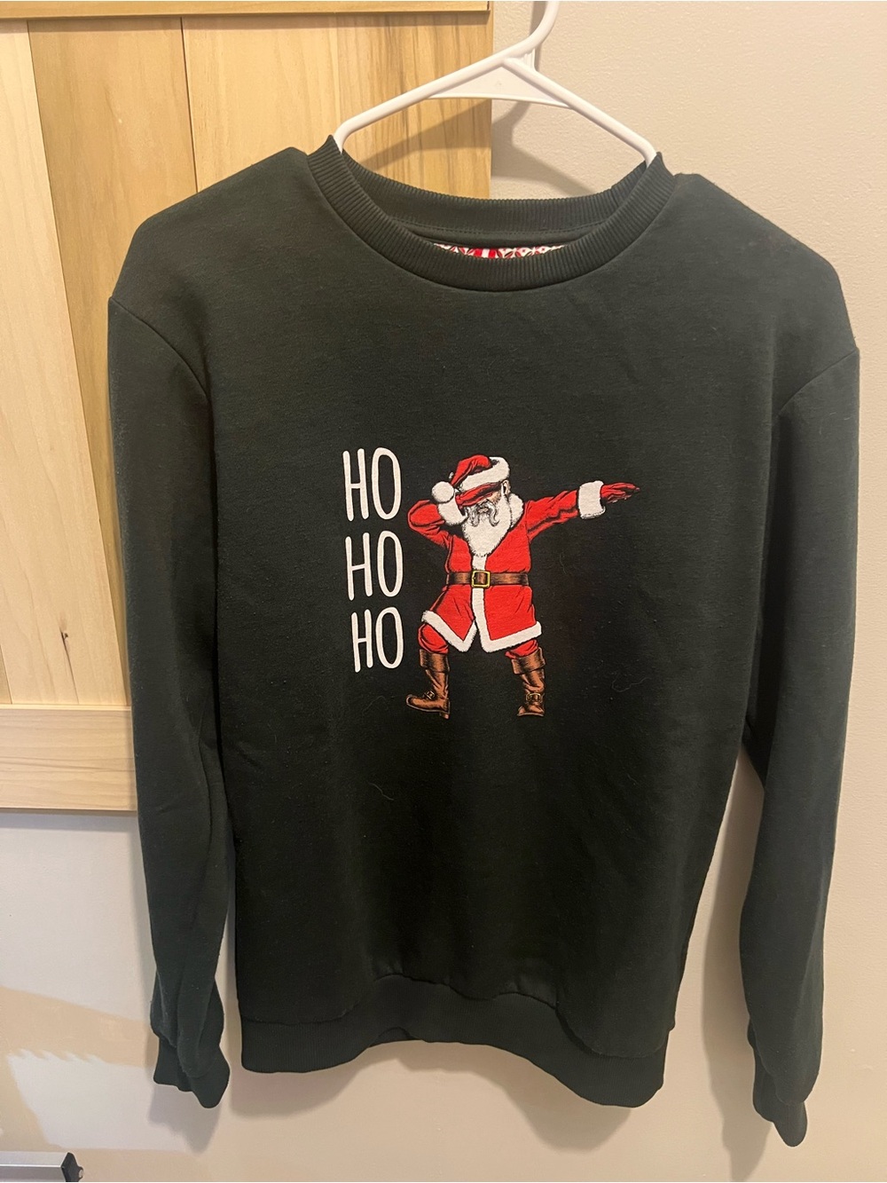 Denim & Flower Black Crewneck Sweatshirt with Red Accent Label